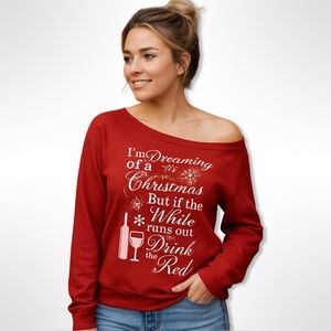 Bella Red I’m Dreaming of a White Christmas Wine Lover Sweatshirt Size Medium